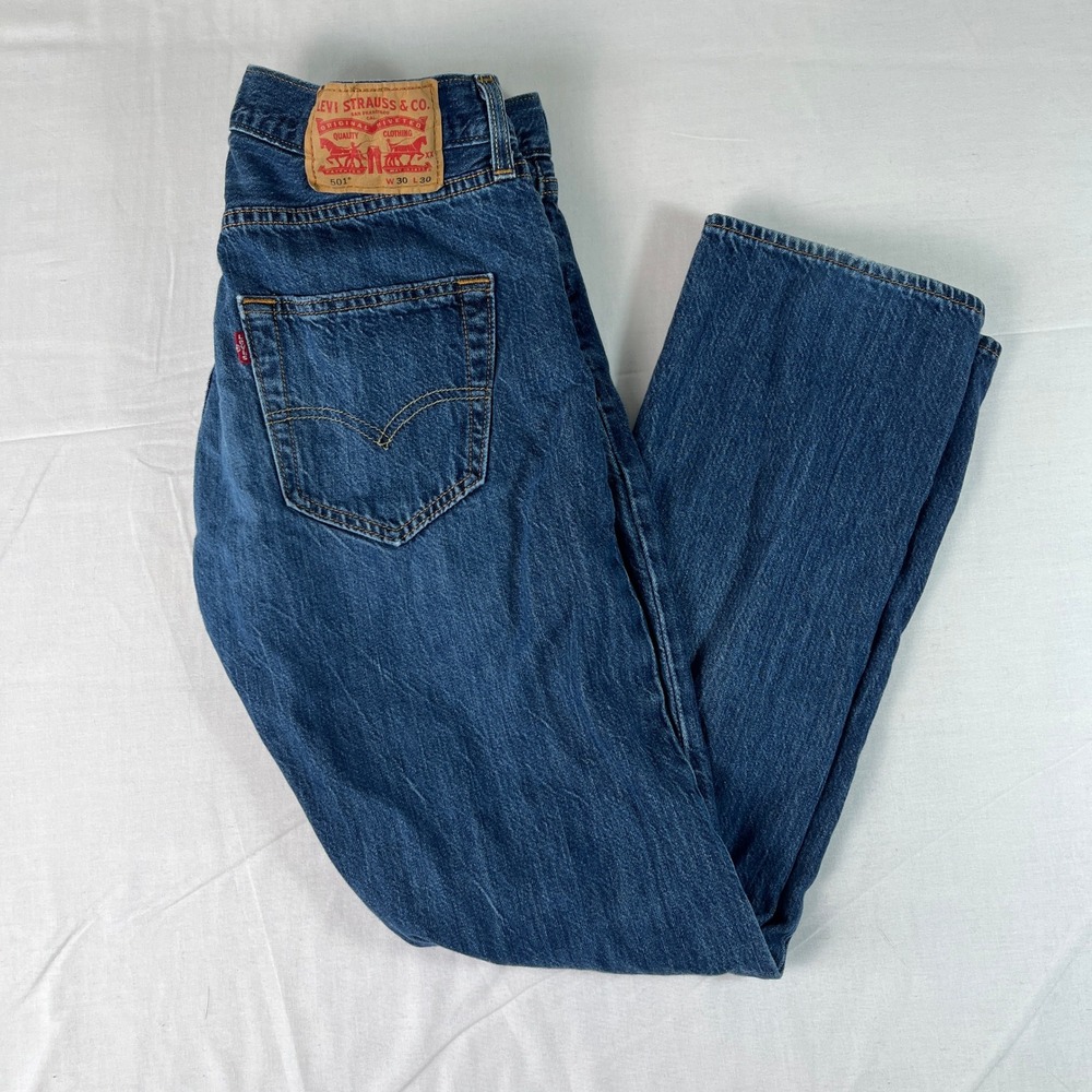 Levi's 501 Original Fit Jeans Mens W30 L30 Blue Excellent Straight Button Fly